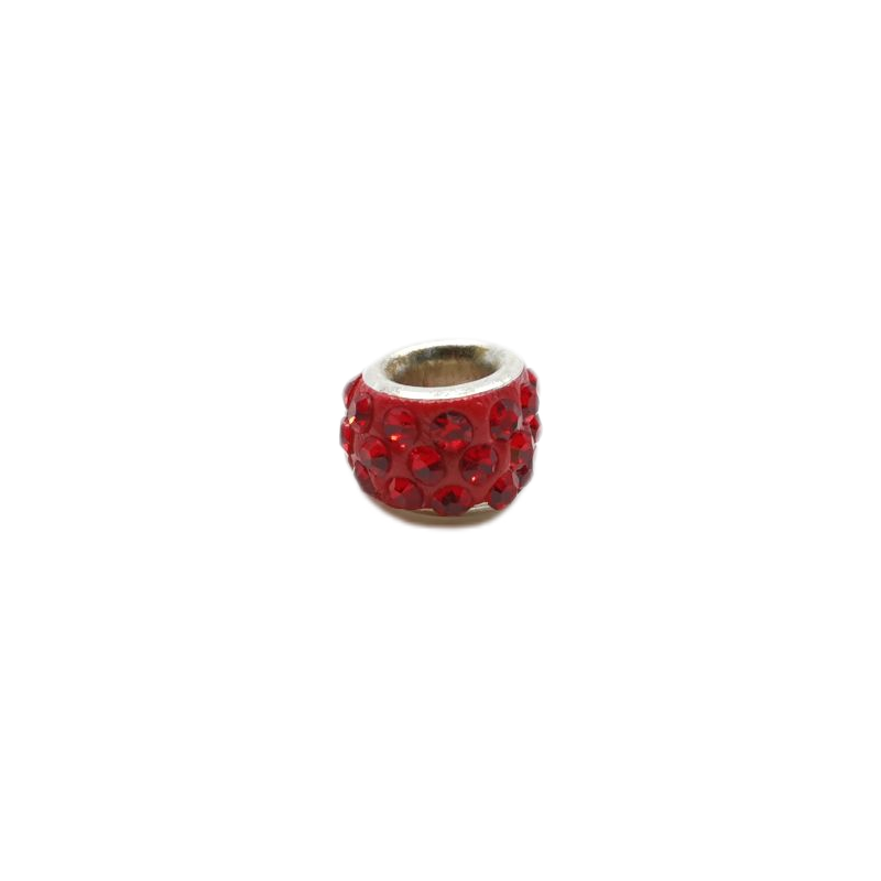 Korálek navlékací červený s kamínky