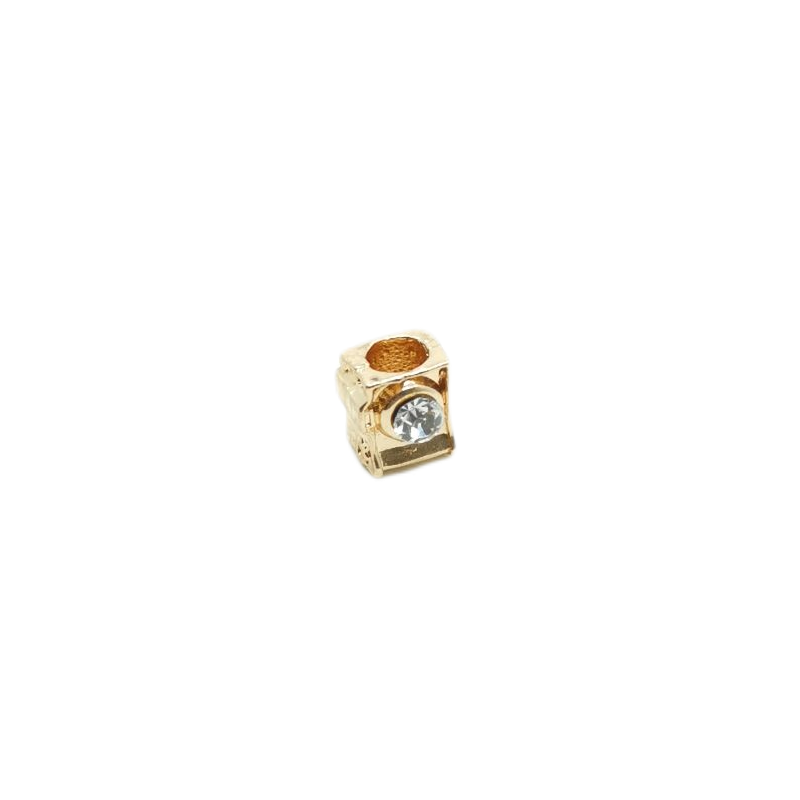 Korálek navlékací hranatý s kamínkem