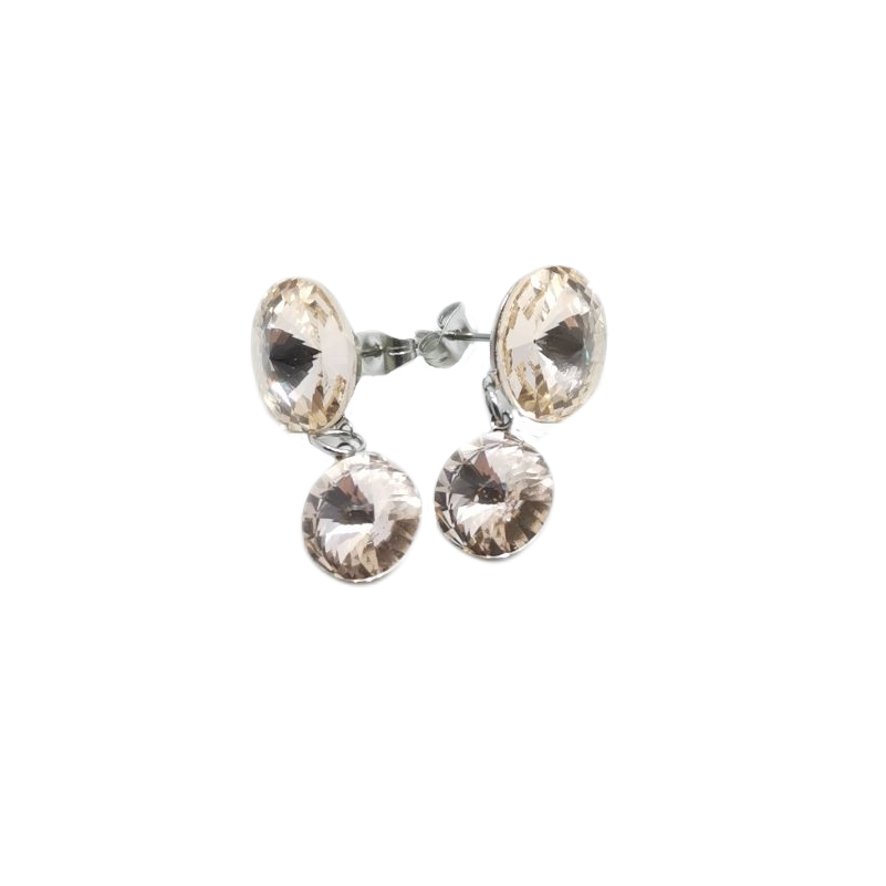 Náušnice krystaly Swarovski dvojité béžové