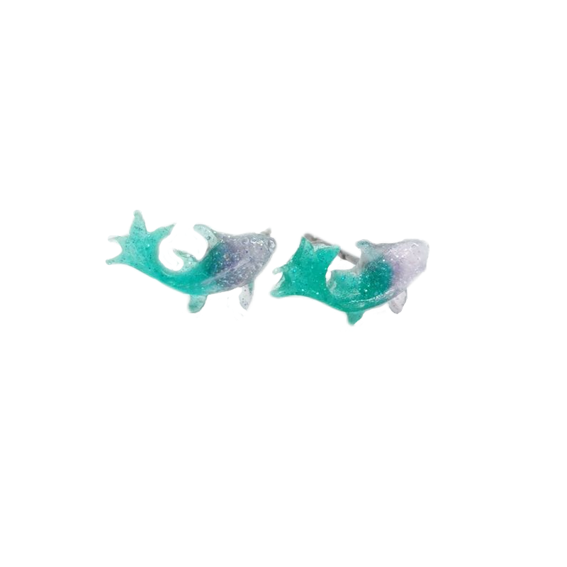 Náušnice svítící rybičky zelené