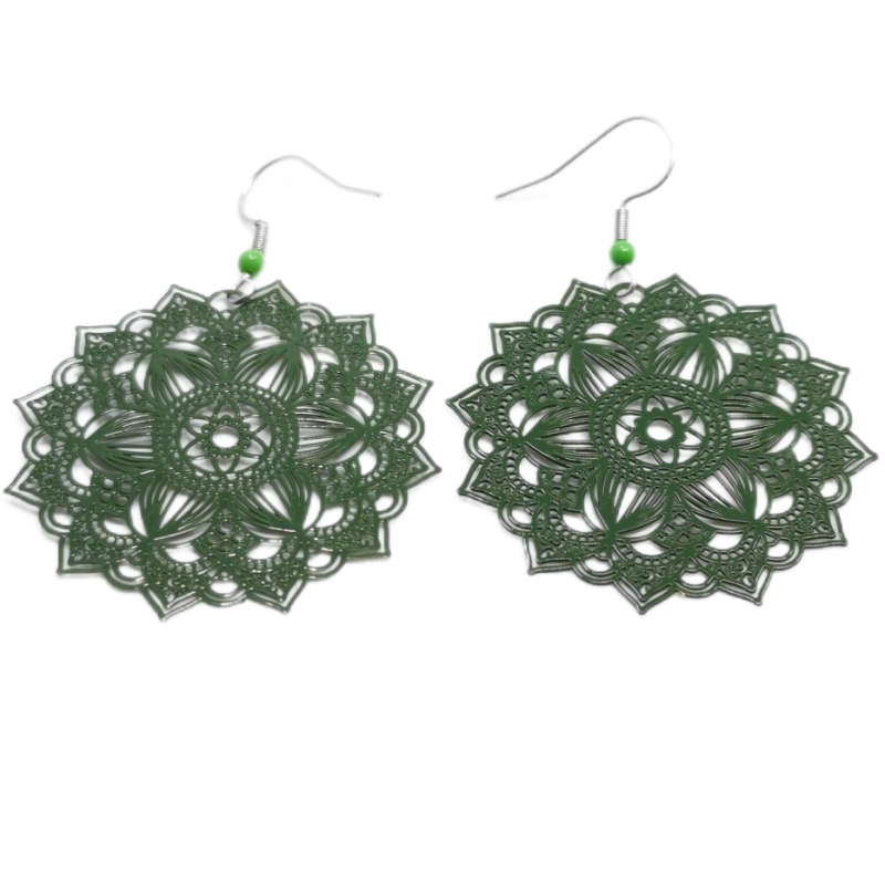 Náušnice tenké mandala velká khaki