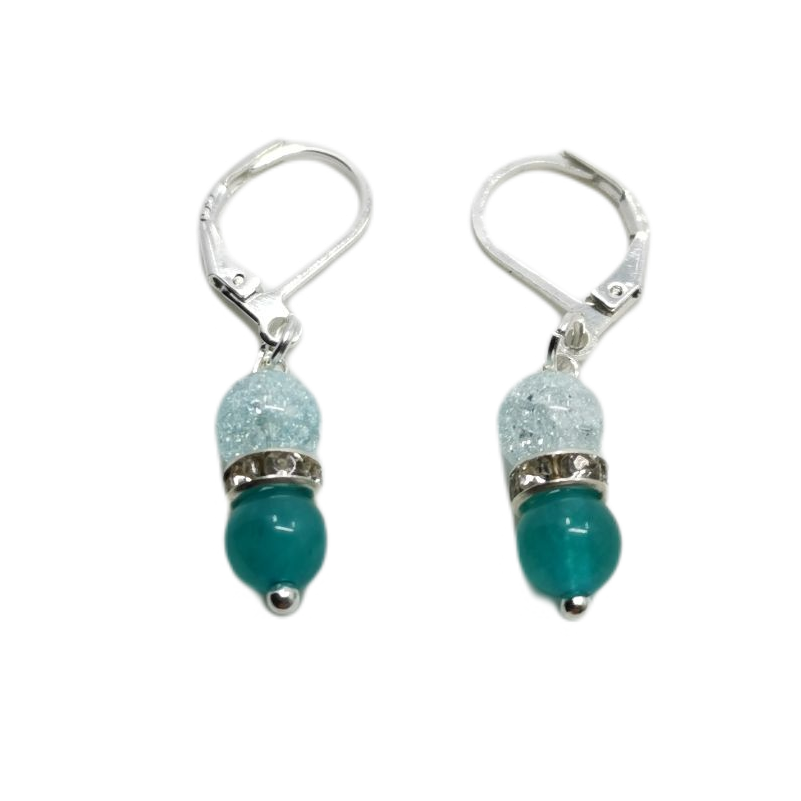 Náušnice minerální chalcedon a křišťál