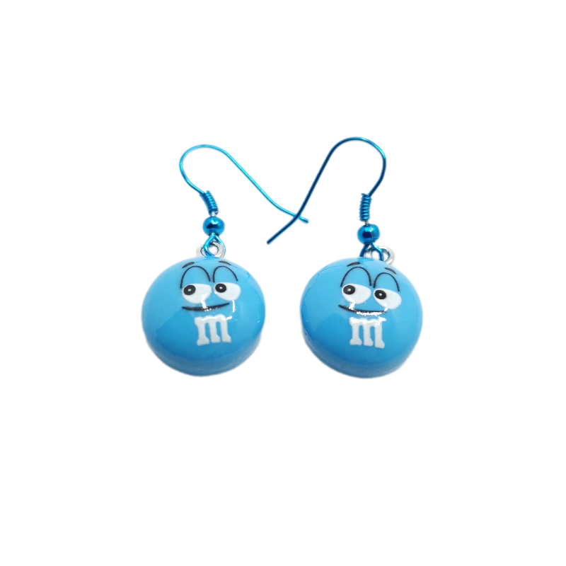Náušnice bonbóny M&M modré