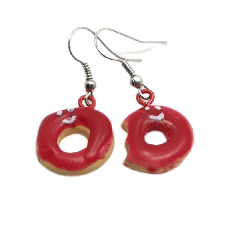 Náušnice donat červený