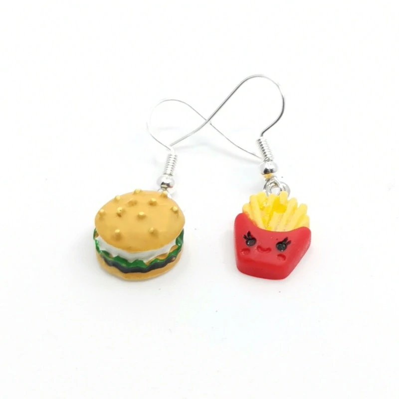 Náušnice hranolky a hamburger s háčkem