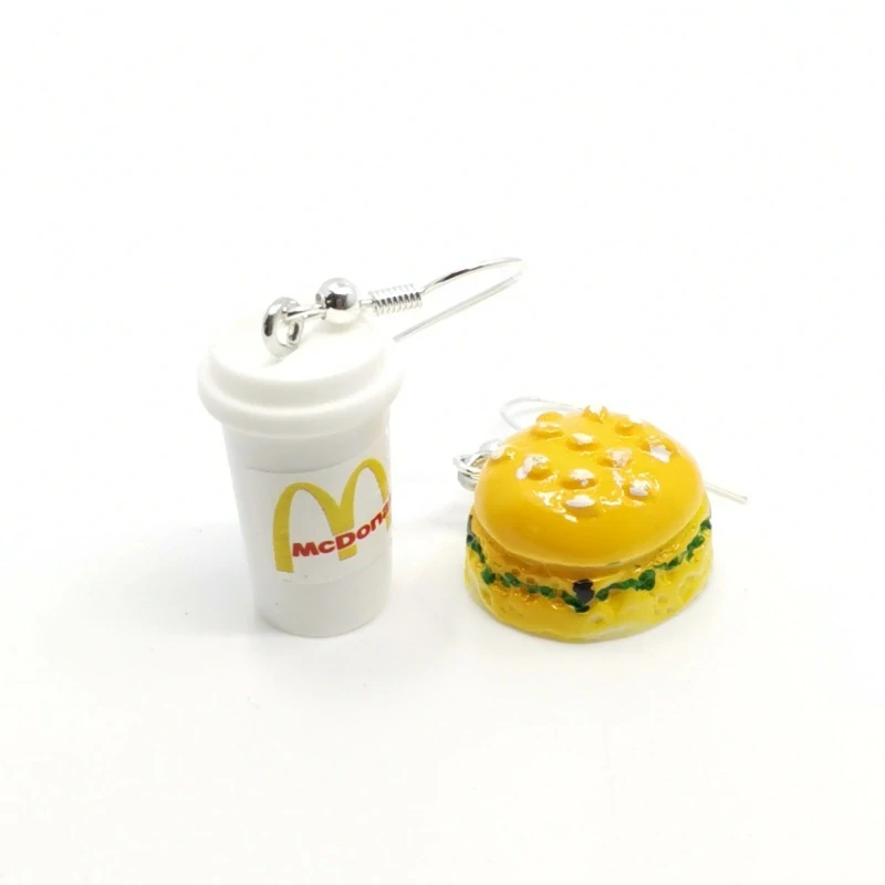 Náušnice hamburger s nápojem
