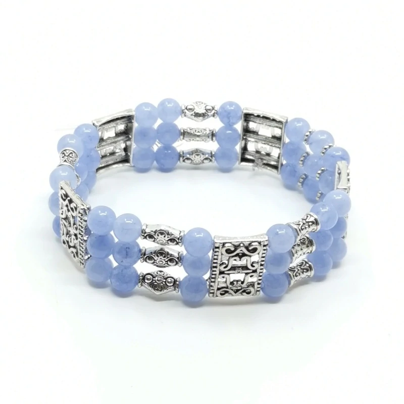Náramek minerální víceřadý - chalcedon