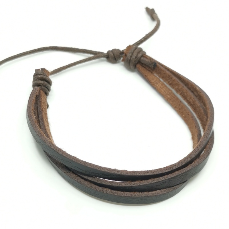 Náramek kožený hnědý 03