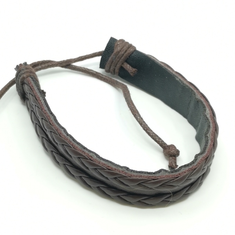 Náramek kožený hnědý 05