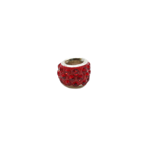 Korálek navlékací červený s kamínky