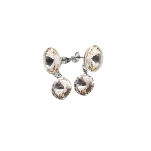 Náušnice krystaly Swarovski dvojité béžové