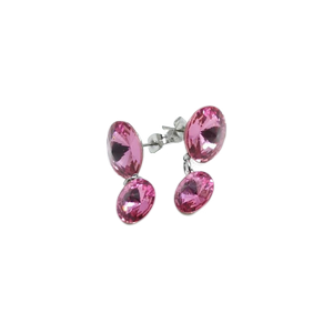 Náušnice krystaly Swarovski dvojité světle růžové