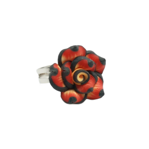 Dětský prstýnek květina červená 04