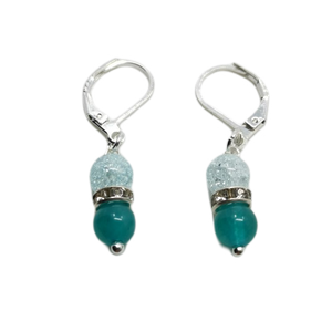 Náušnice minerální chalcedon a křišťál