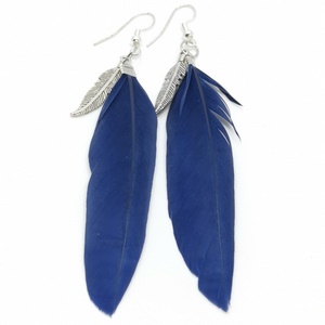 Náušnice s peříčky tmavě modré